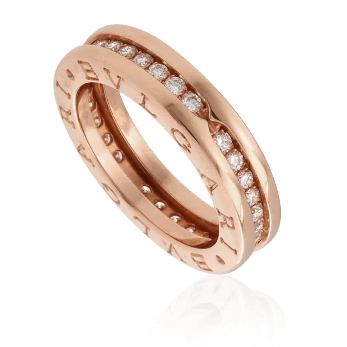 Bvlgari BZero1 18K Pink Gold 1-Band Diamond Pave Ring Size 54 4400$