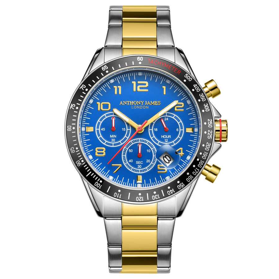 Anthony James Tachymeter Chrono Blue Dial Mens Watch AJ092