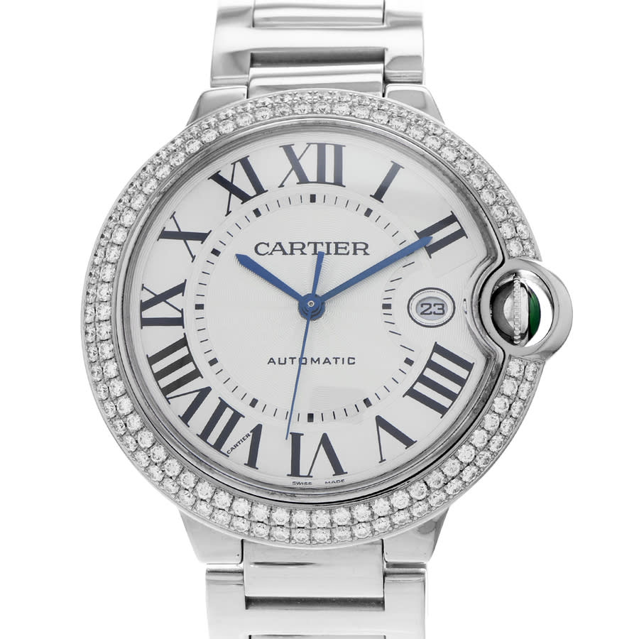 Preowned Cartier Ballon Bleu de Cartier Diamond Silver Dial Mens Watch WE9009Z3