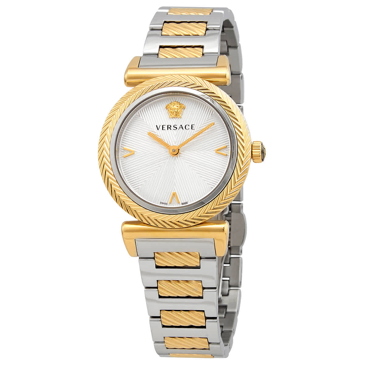 Versace V Motif Quartz Silver Dial Two-tone Ladies Watch VERE02120 450$