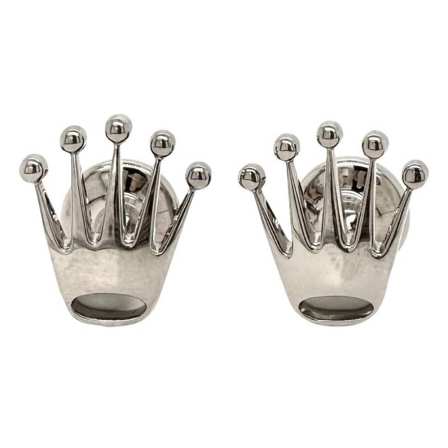 Rolex 18 kt White Gold Crown Cufflinks