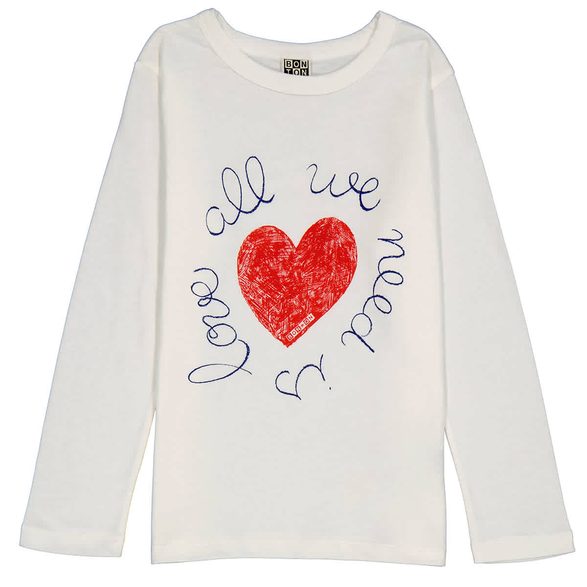 Bonton Kids All We Need Is Love Long Sleeve Heart T shirt