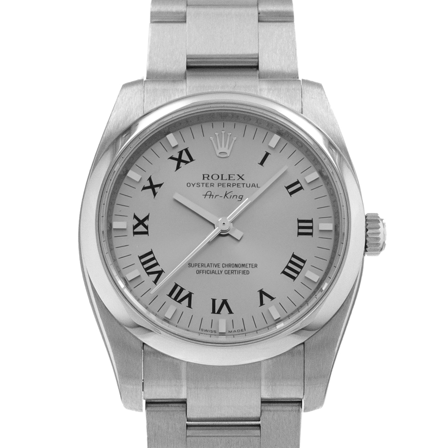 Preowned Rolex Air King Automatic Chronometer Silver Dial Mens Watch 114200 SRO