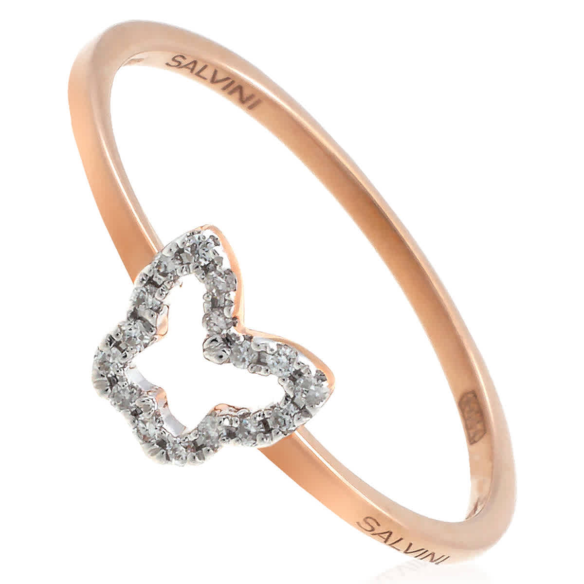 Salvini Ladies 18K Pink Gold Diamond Embellished Butterfly Ring Size 13 208$