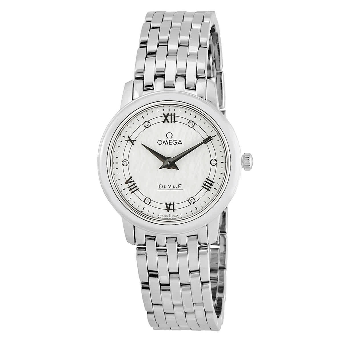 Omega De Ville Prestige White Silvery Diamond Dial Ladies Watch 42410276052002 2760$