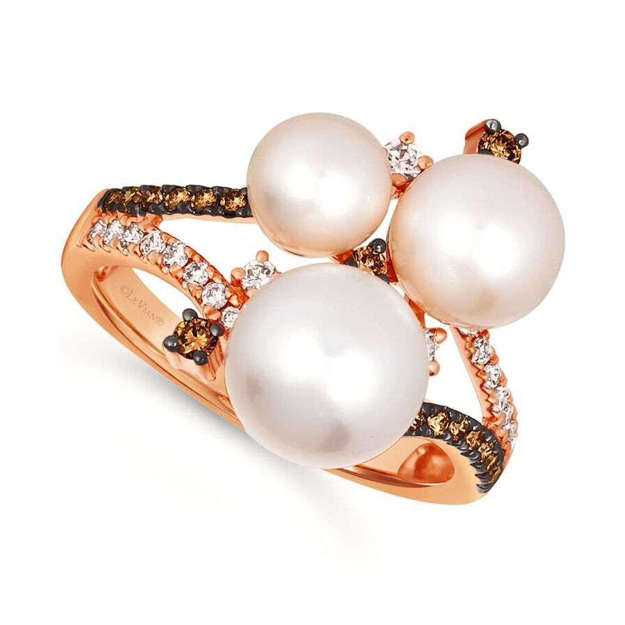 Le Vian Ladies Pearl Rings set in 14K Strawberry Gold 484$