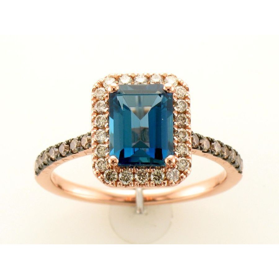 Le Vian Ladies Deep Sea Blue Topaz Rings set in 14K Strawberry Gold 785$