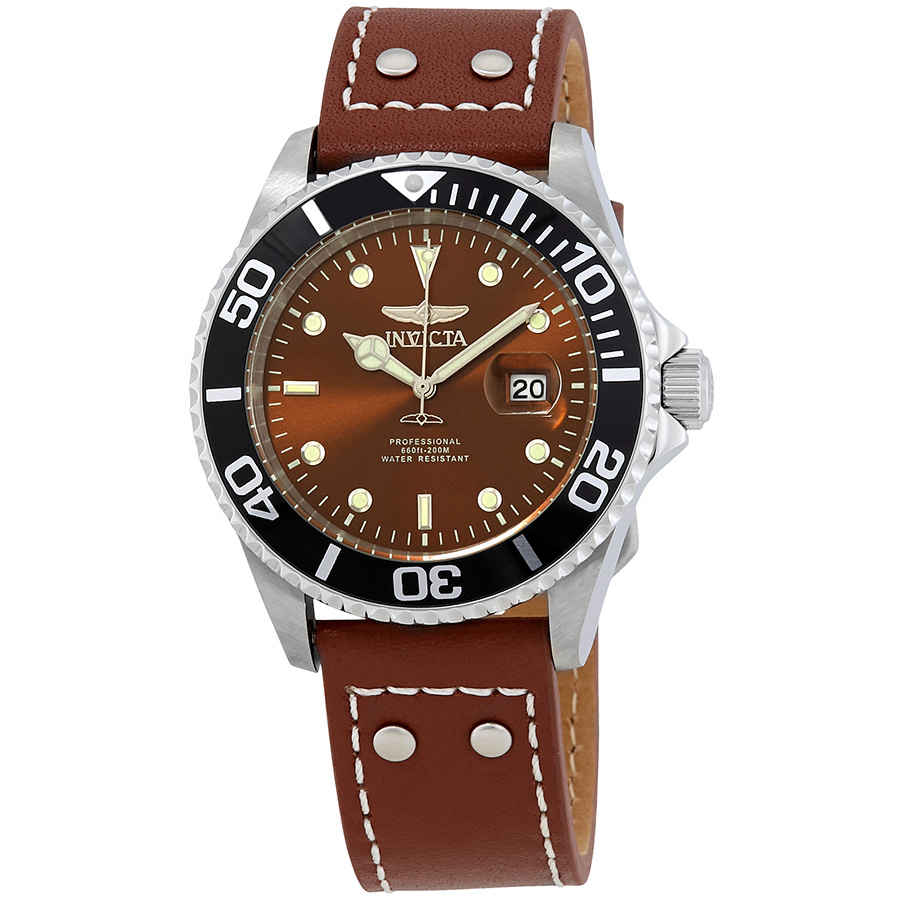 Invicta Pro Diver Brown Dial Brown Leather Men's Watch 22070