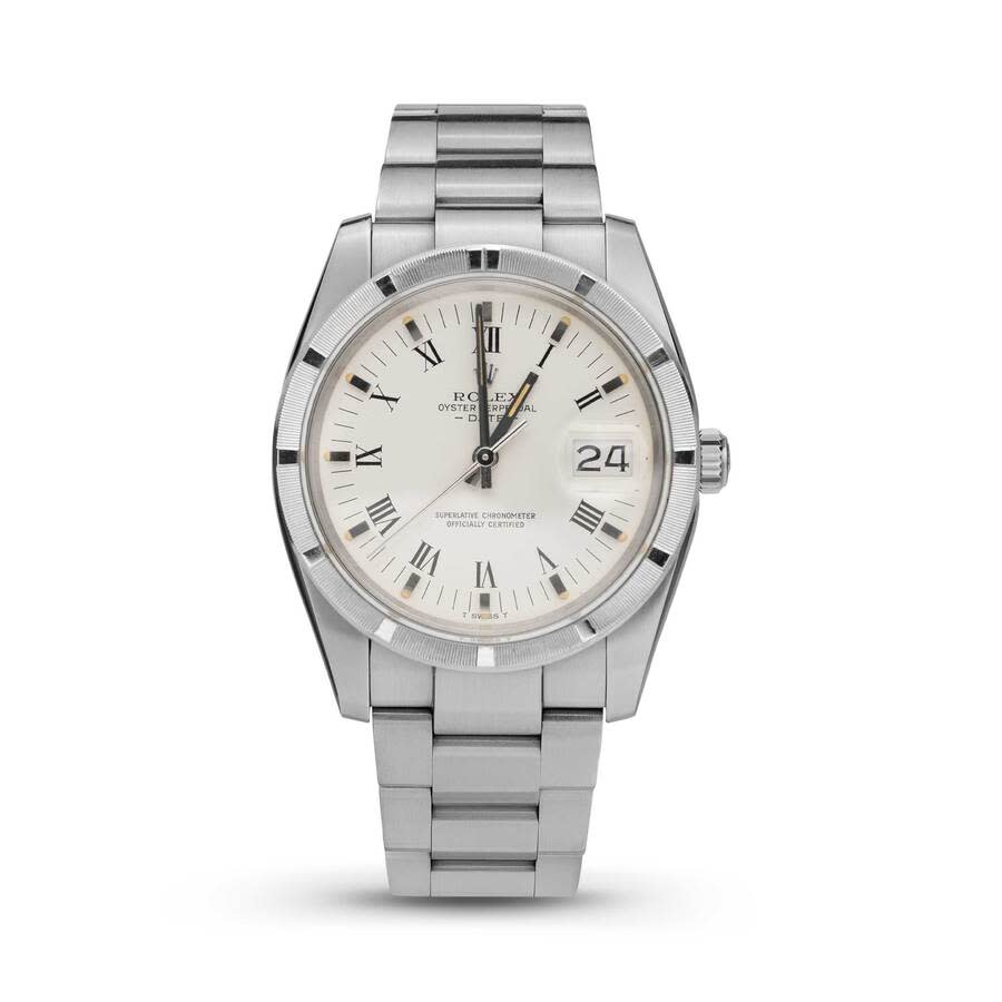 Preowned Rolex Date Automatic Chronometer White Dial Unisex Watch 15010 WRO