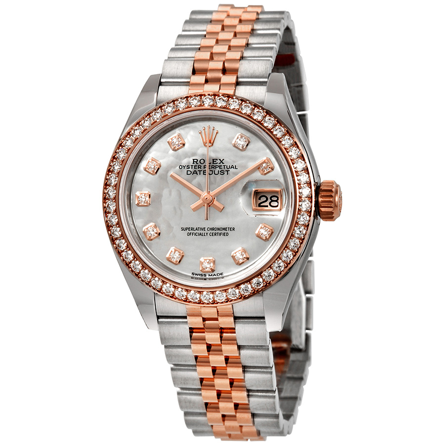 Preowned Rolex Lady Datejust Mother of Pearl Steel and 18K Everose Gold Diamond Jubilee Watch 279381MDJ