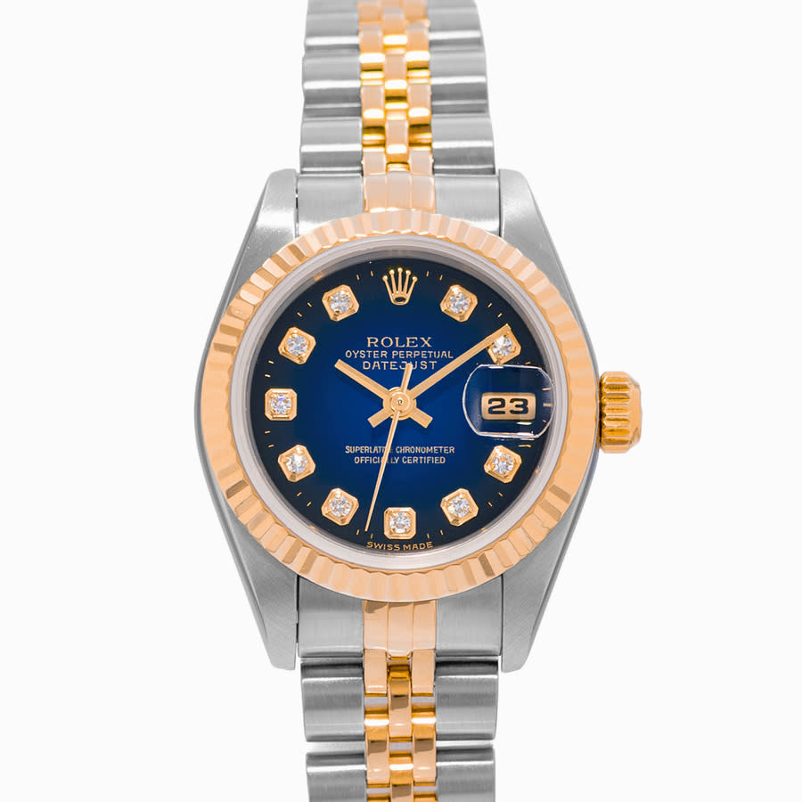 Preowned Rolex Datejust 26 Automatic Chronometer Diamond Blue Dial Ladies Watch 69173 BLDJ