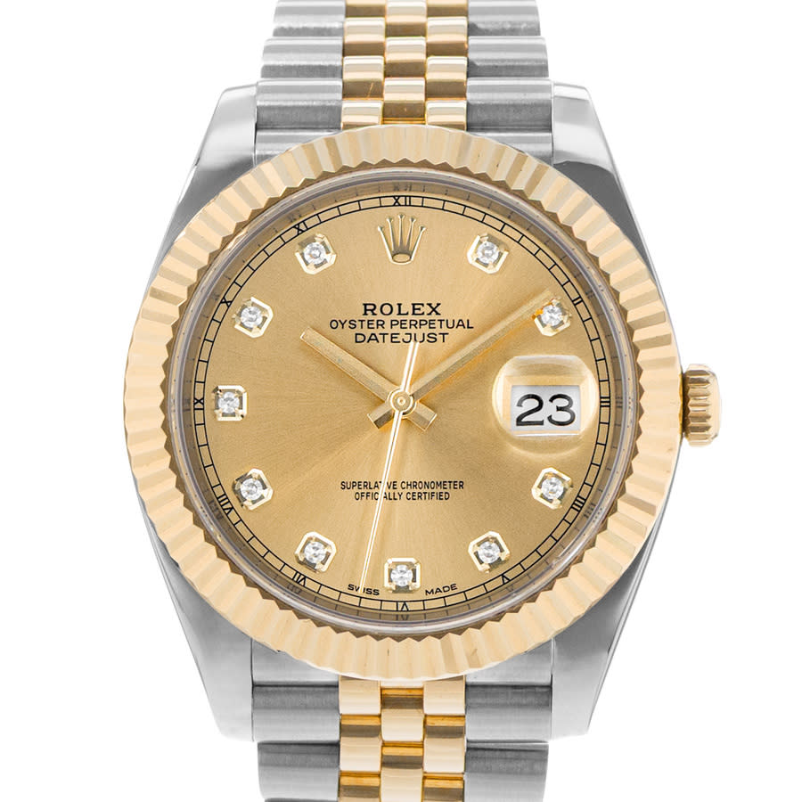 Preowned Rolex Datejust 41 Automatic Chronometer Diamond Champagne Dial Mens Watch 126333 CDJ