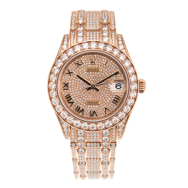 Rolex Pearlmaster 34 Rose Gold Diamond Paved Watch 81405 rbr0001