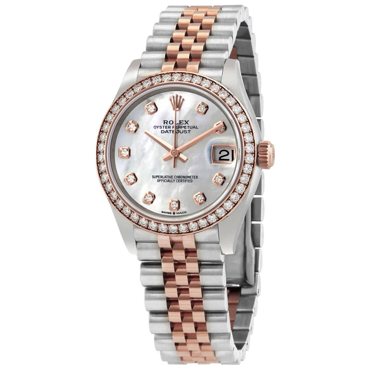 Rolex Datejust Mother of Pearl Diamond Dial Automatic Ladies Steel and Everose Gold Jubilee Watch 278381MDJ