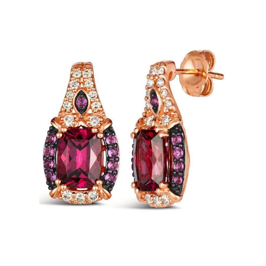 Le Vian Ladies Raspberry Rhodolite Earrings set in 14K Strawberry Gold
