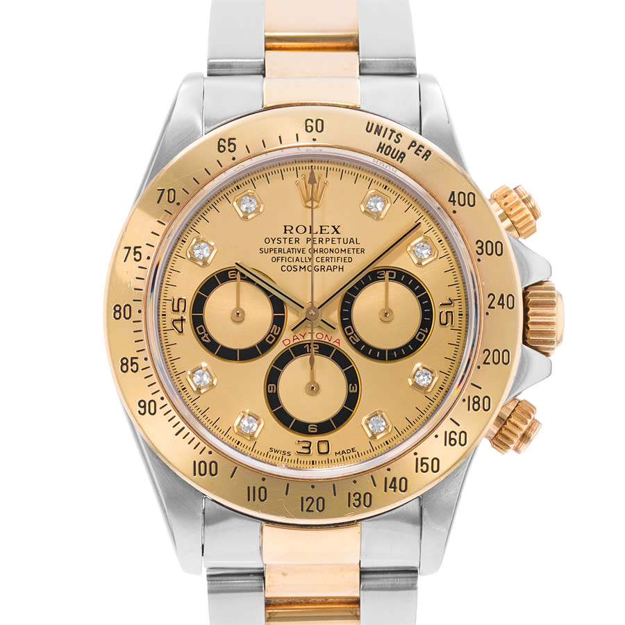 Preowned Rolex Cosmograph Daytona Chronograph Automatic Diamond Champagne Dial Mens Watch 16523 CDO