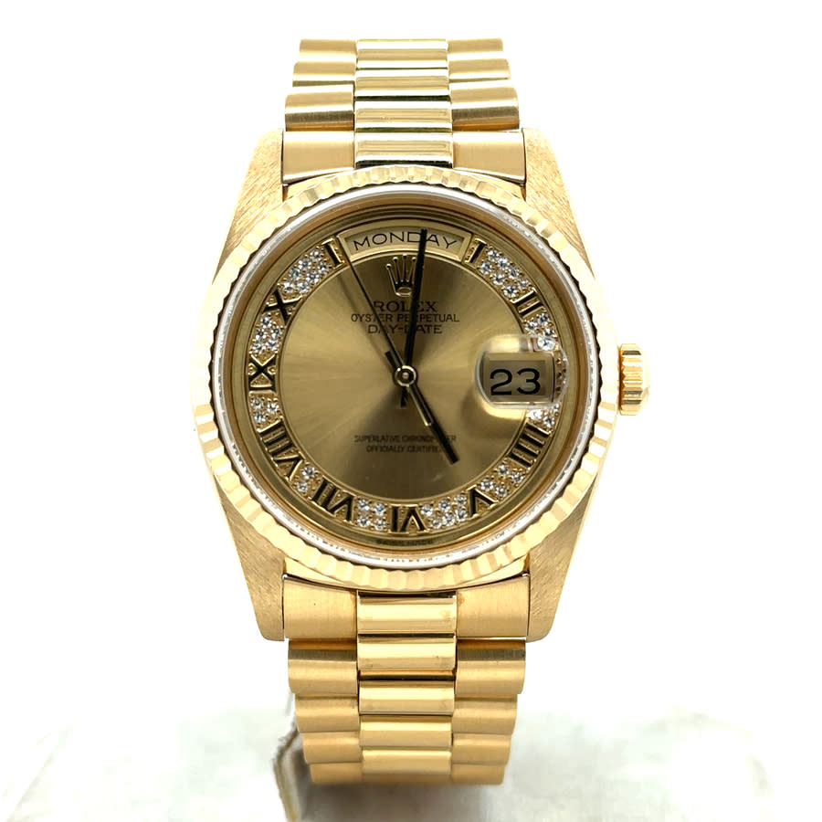 Preowned Rolex Day Date Automatic Champagne Dial Mens Watch 18238 CRP