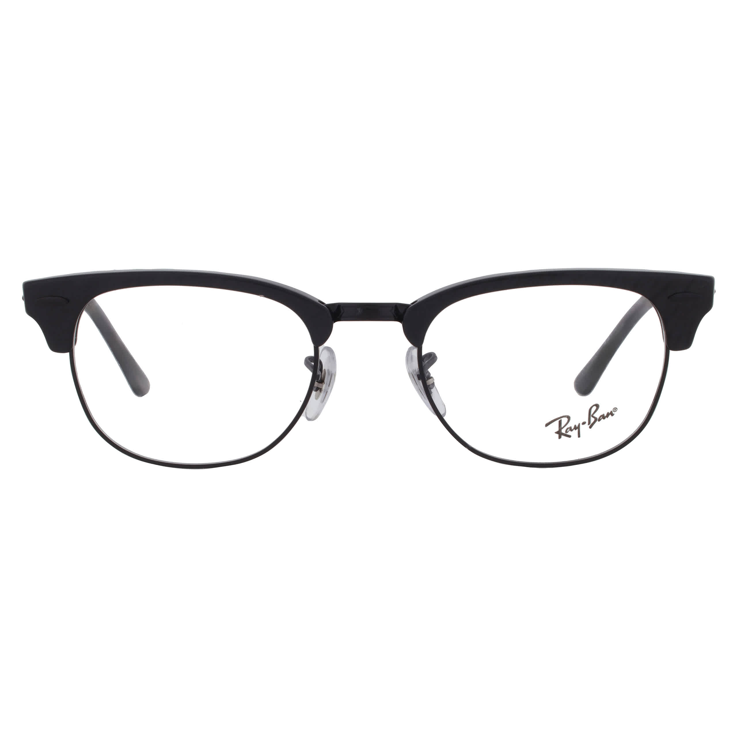 Ray-Ban Clubmaster Marble Optics Eyeglasses Wrinkled Black Frame Clear Lenses 51-21