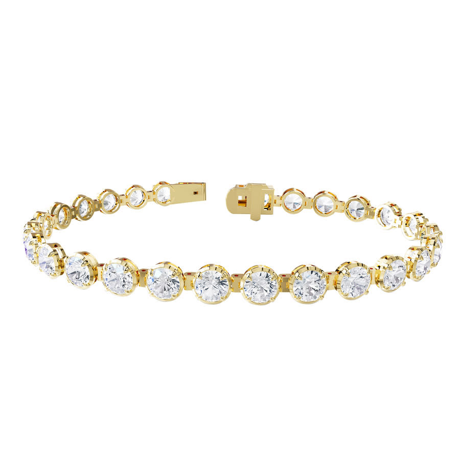 Diamond2Deal 14k Yellow Gold 10.30 Ct Round Lab Grown Diamond Tennis Bracelet 7'' VVS-VS, E-F