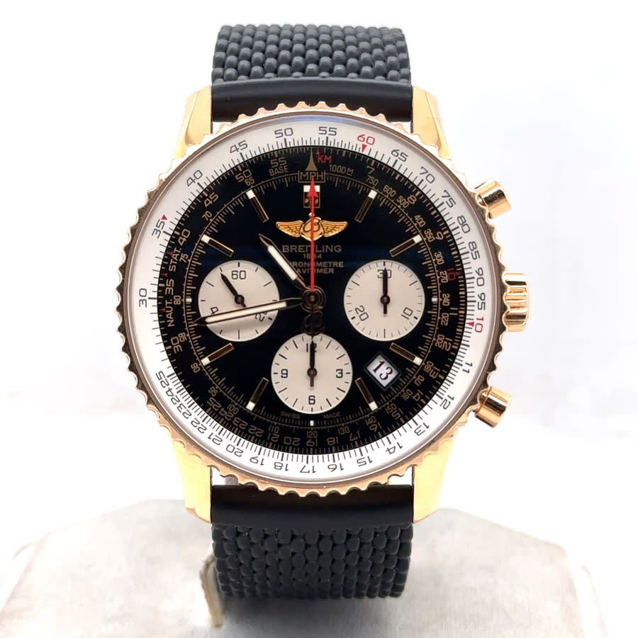Preowned Breitling Navitimer Chronograph Automatic Chronometer Black Dial Mens Watch RB0121