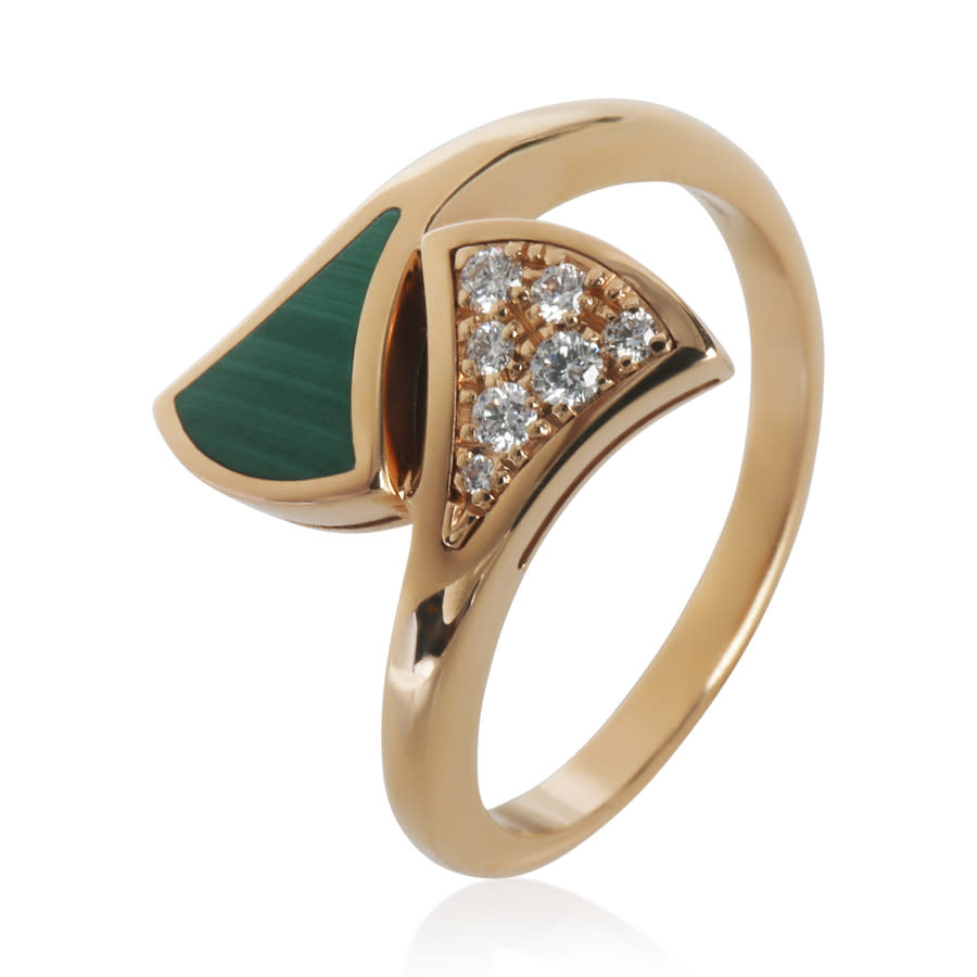 Pre-Owned BVLGARI Rose Gold Malachite and Diamond Diva's Dream Ring