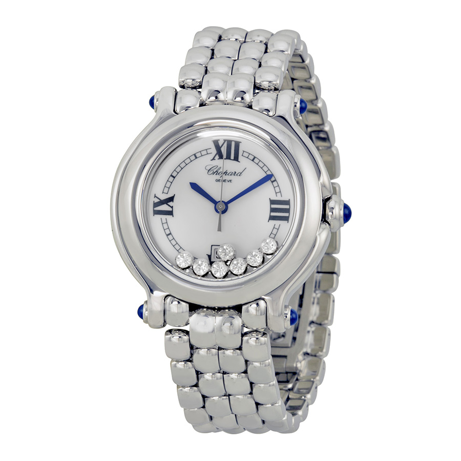 Pre-owned Chopard Happy Sport White with 7 Floating Diamonds Dial Ladies Watch 278236-3005 3239$