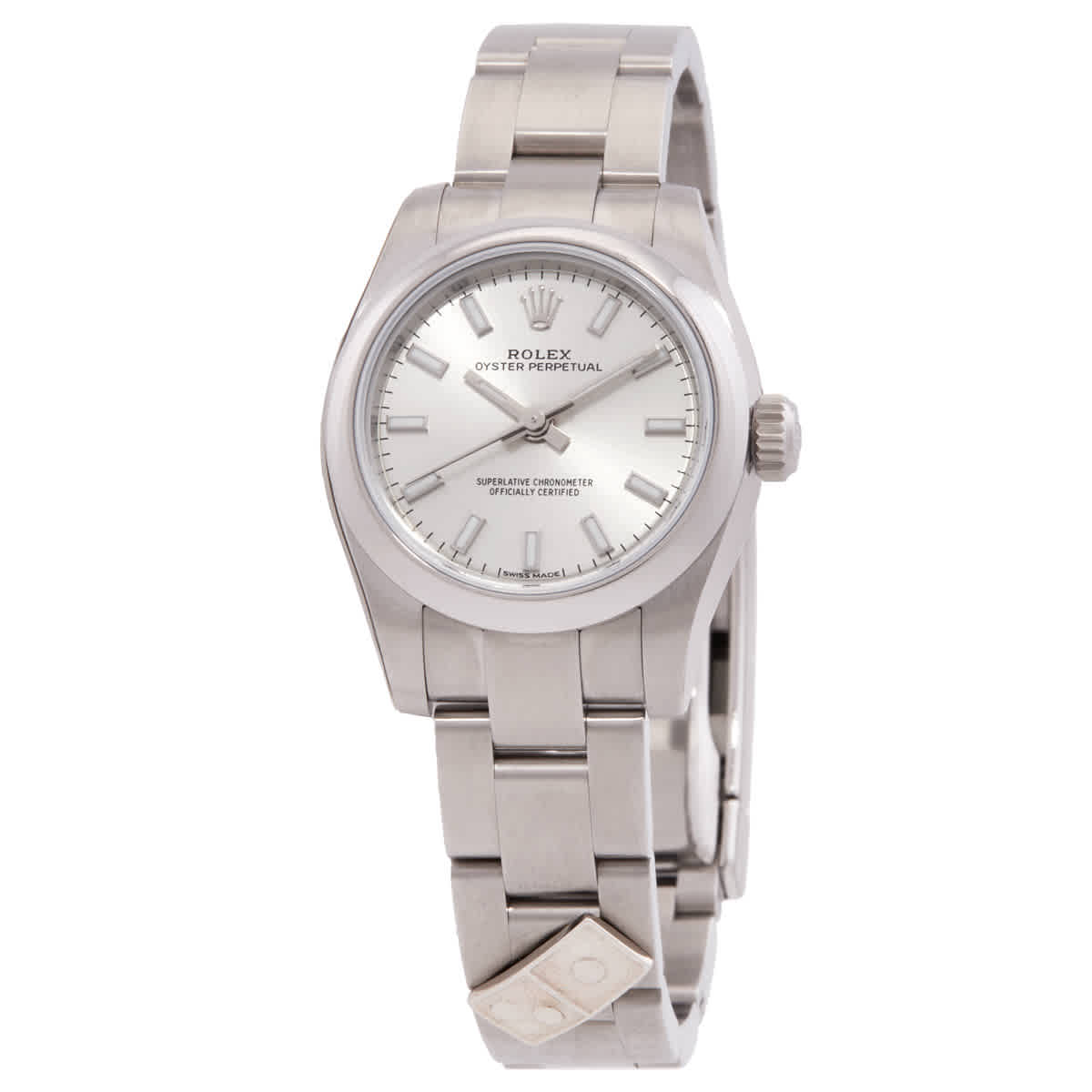 Rolex Dominos Oyster Perpetual Silver Dial Stainless Steel Ladies Watch 176200SSO