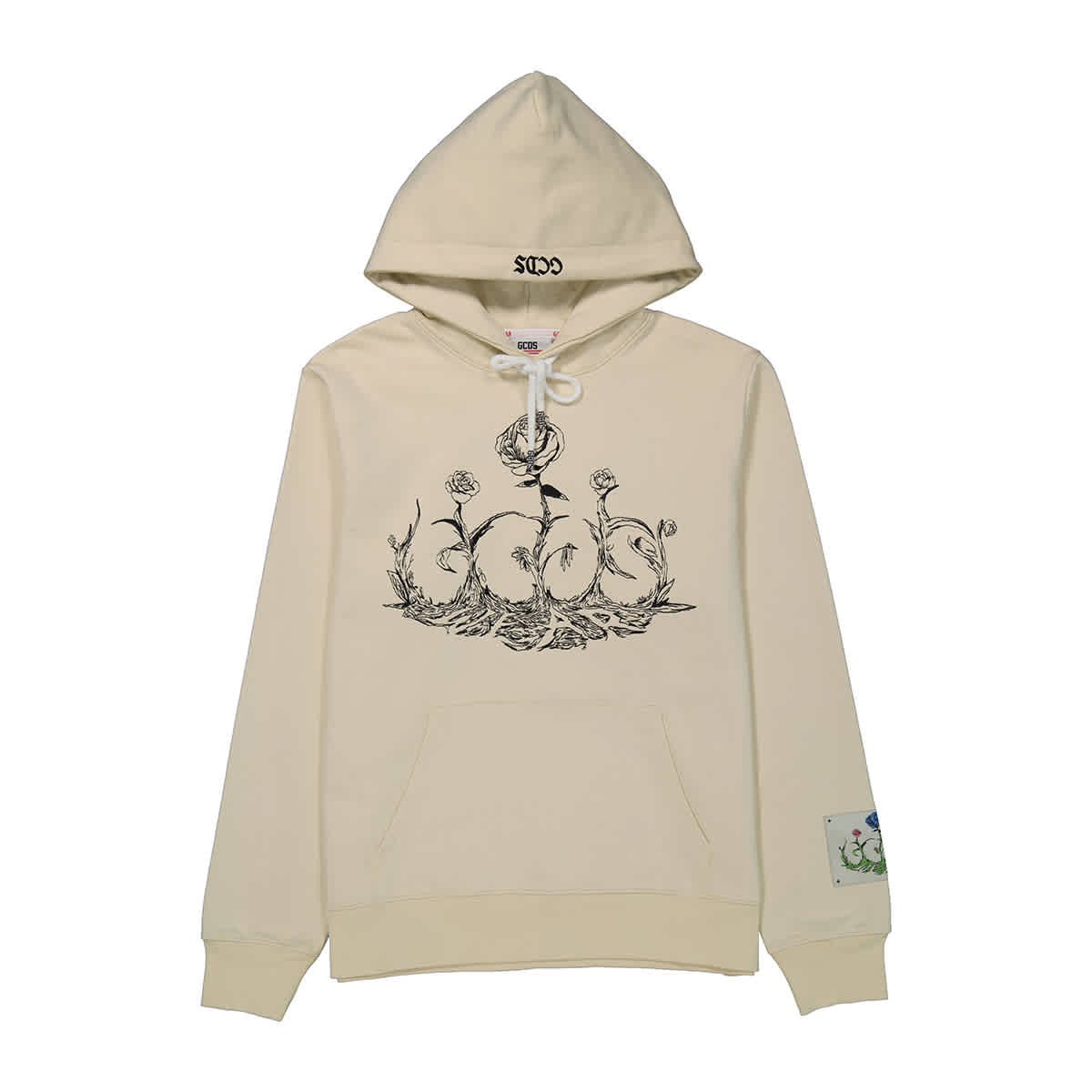 Rose print deals drawstring hoodie