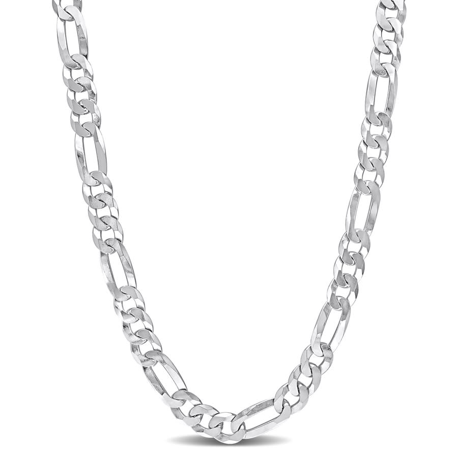 AMOUR 89mm Flat Figaro Chain Necklace In Sterling Silver 22 In 240$
