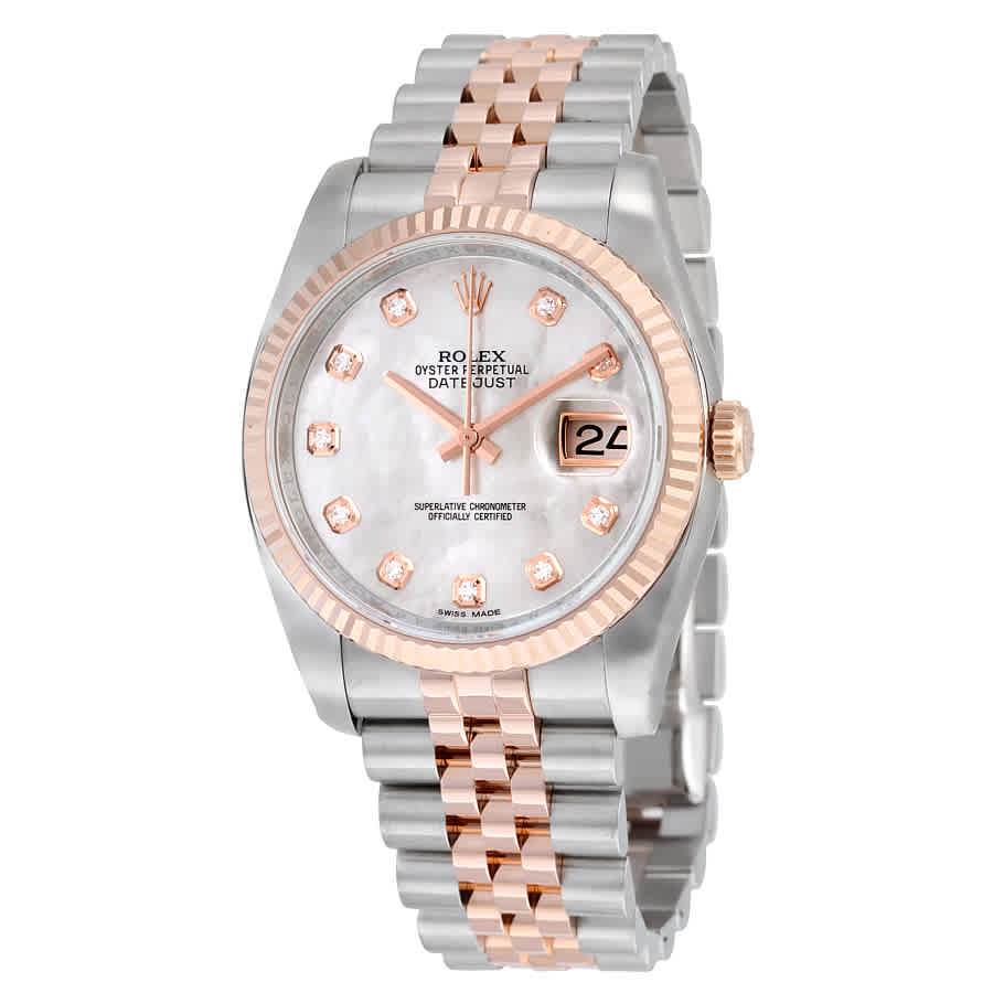 Rolex Oyster Perpetual Datejust 36 Mother of Pearl Dial Stainless Steel and 18K Everose Gold Jubilee Bracelet Automatic Mens Watch 116231MDJ