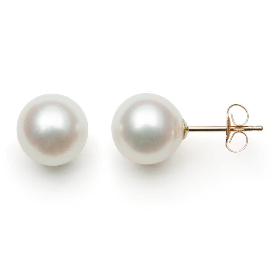 Belacqua AAA Japanese Akoya 6-6.5mm Round Pearl Stud Earrings in 14K Yellow Gold Jewelry for Women