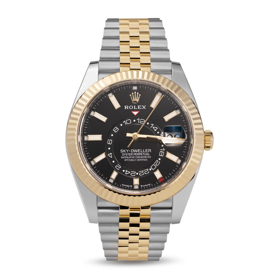 Preowned Rolex SkyDweller GMT Automatic Chronometer Black Dial Mens Watch 336933 BKSJ