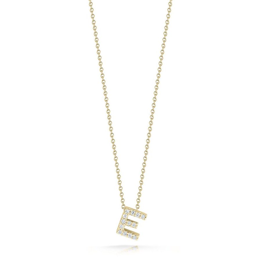Roberto Coin 18K Yellow Gold 006Ct Diamond Tiny Treasures Letter E Necklace - 001634Aychxe 980$