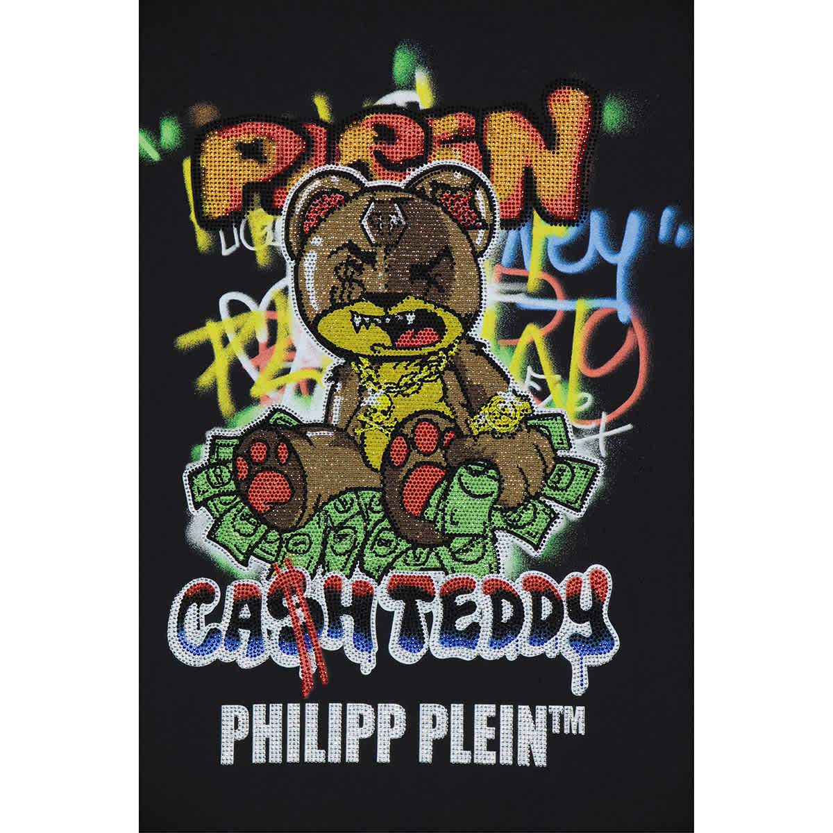 zuiger opener Nederigheid Philipp Plein Men's Black Teddy Bear Round Neck T-shirt | eBay