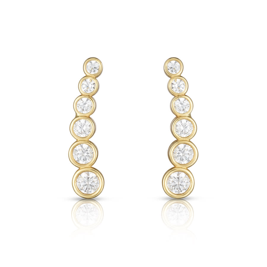Kylie Harper Ladies 14K Gold Petite Bezel-set CZ Ear Climber Earrings 287$