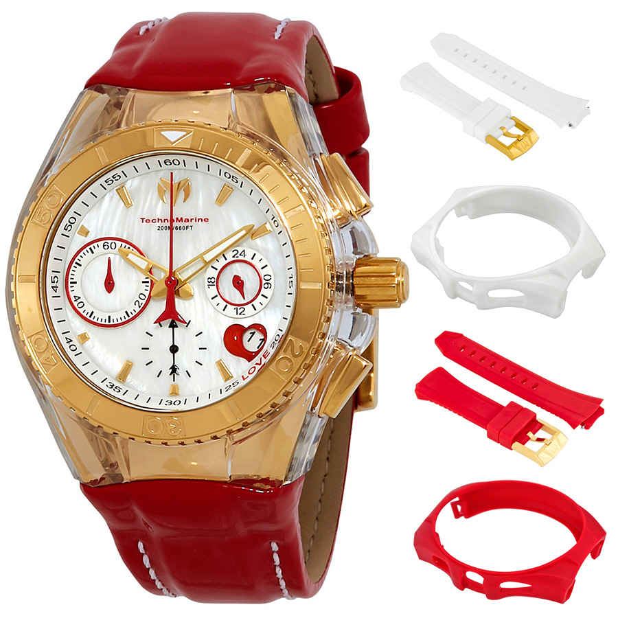 Technomarine Cruise Valentine Chronograph Quartz White Mother of Pearl Dial Ladies Watch TM-117003 135$