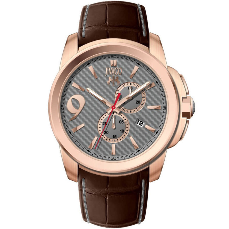 Jivago Gliese Grey Dial Brown Leather Mens Watch JV1512