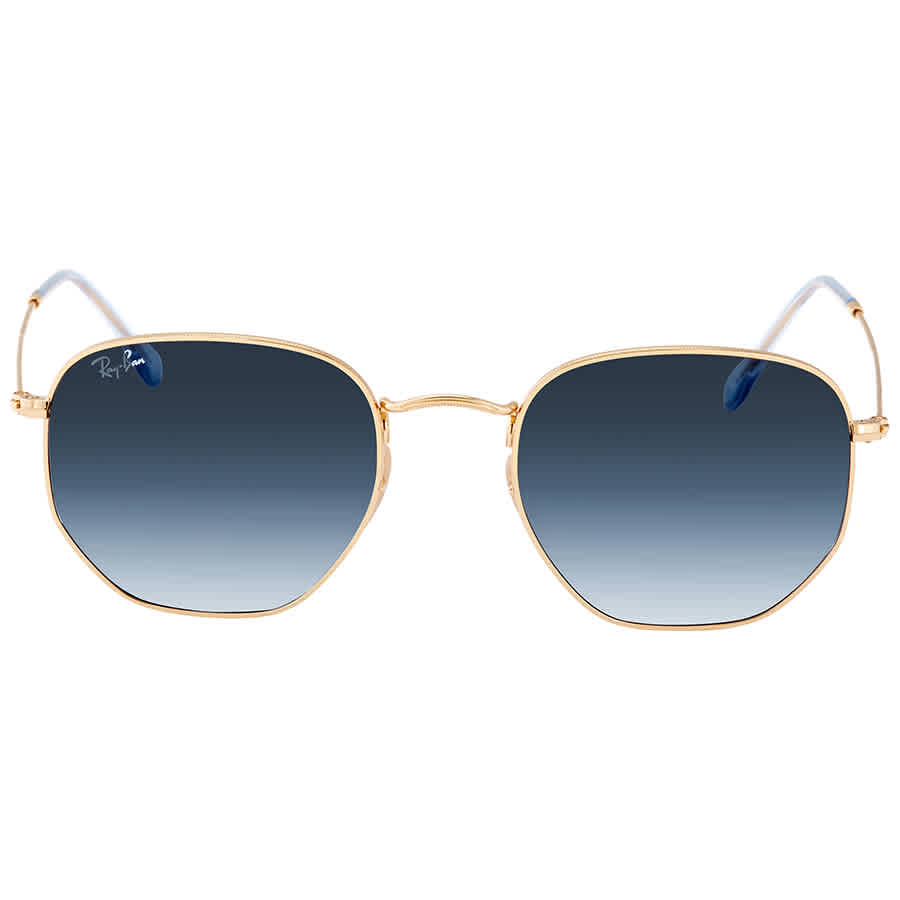 Ray Ban Hexagonal Flat Lenses Blue Gradient Geometric Unisex Sunglasses RB3548N 91233M 54