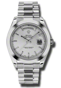 Rolex DayDate II Silver Dial Platinum President Automatic Mens Watch 218206SSP