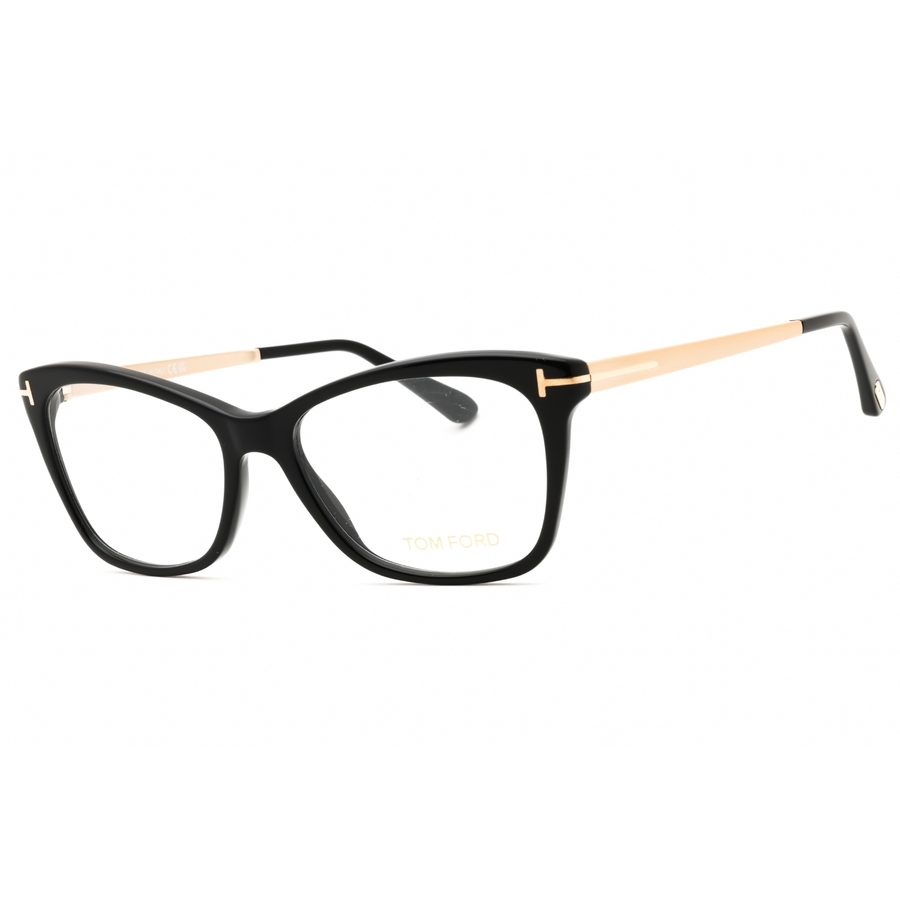 Tom Ford Ladies Shiny Black Cat Eye Eyeglass Frames FT5353 001 52