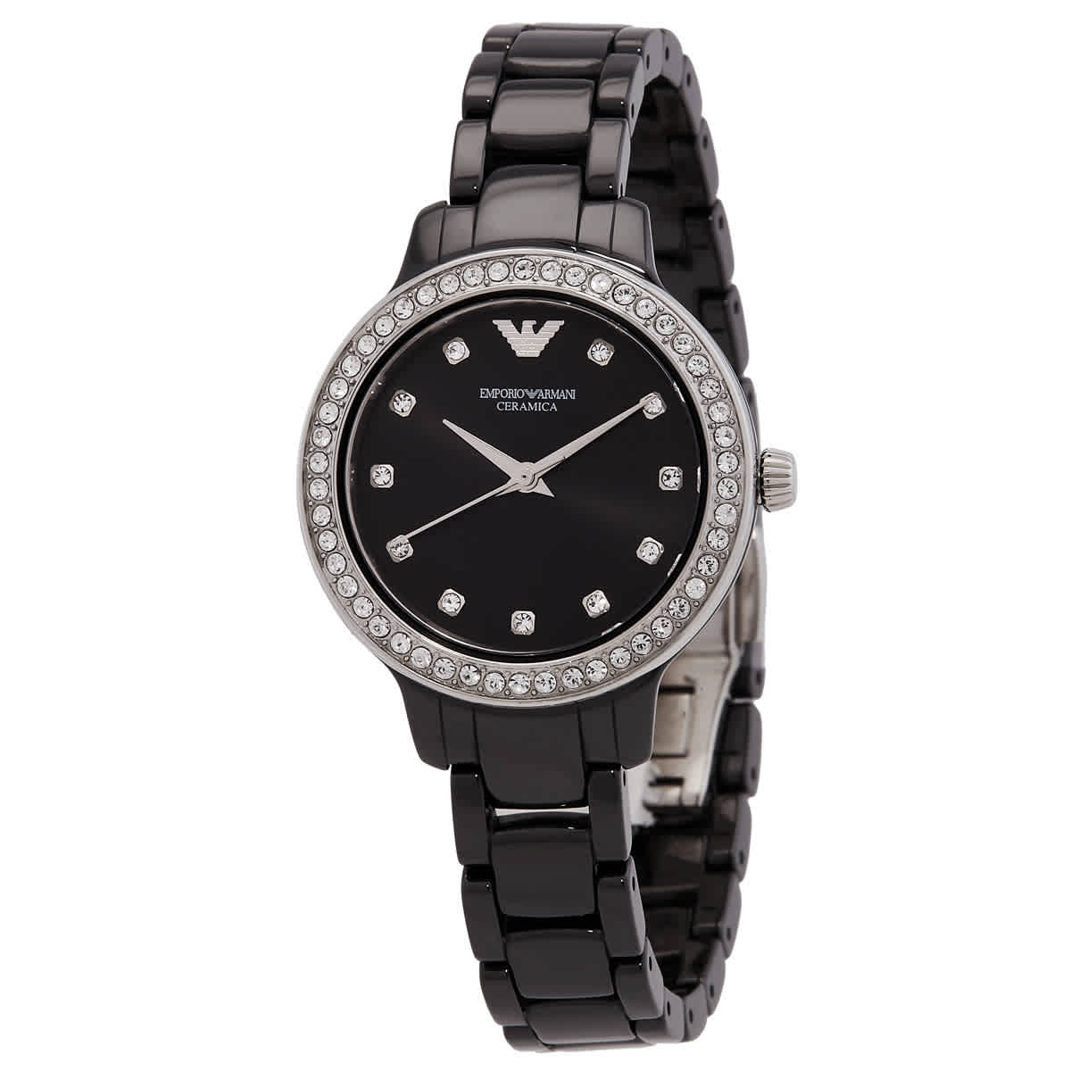 Emporio Armani Cleo Quartz Crystal Black Dial Ladies Watch AR70008 119$