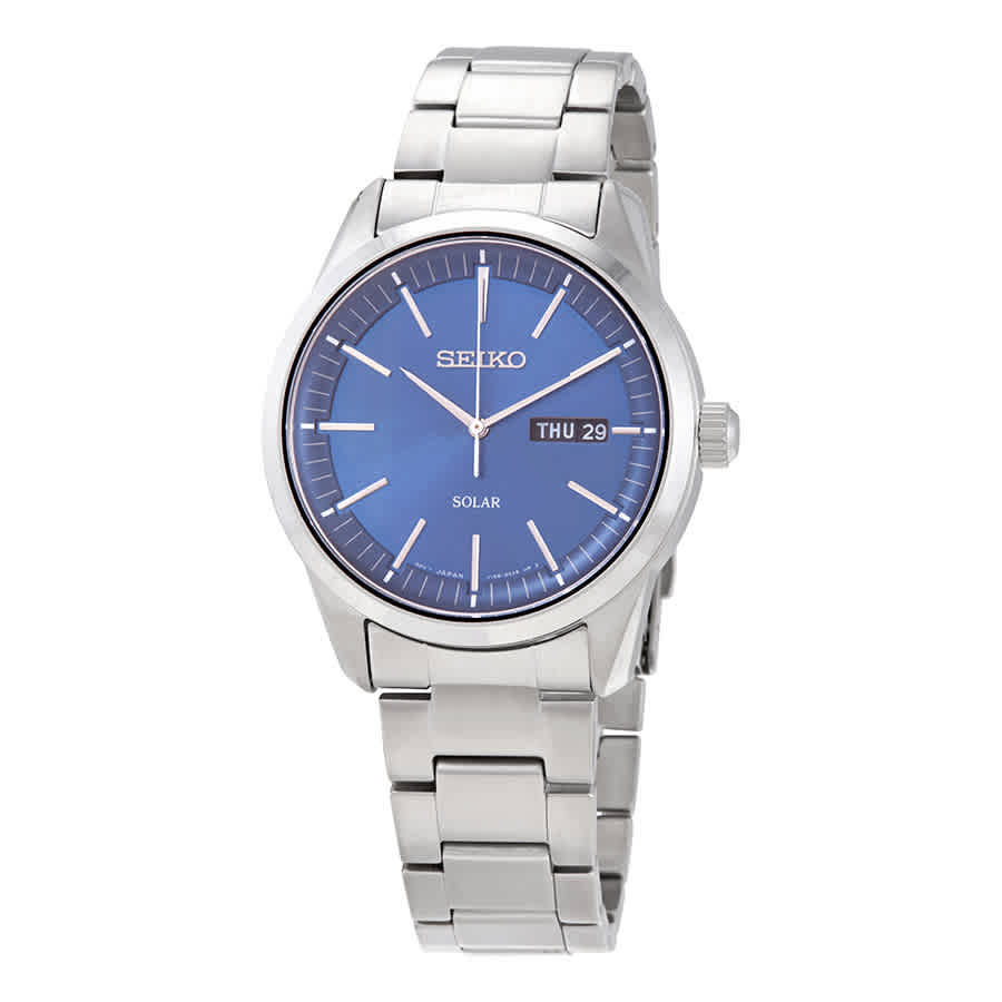 Seiko Solar Blue Dial Stainless Steel Men's Watch SNE525P1 | eBay