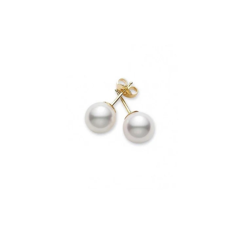 Mikimoto 18K Gold Akoya Pearl Stud Earrings 4-45MM- A - PES401K 360$