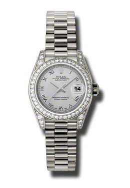 Rolex LadyDatejust 26 Silver Dial 18K White Gold President Automatic Ladies Watch 179159SRP