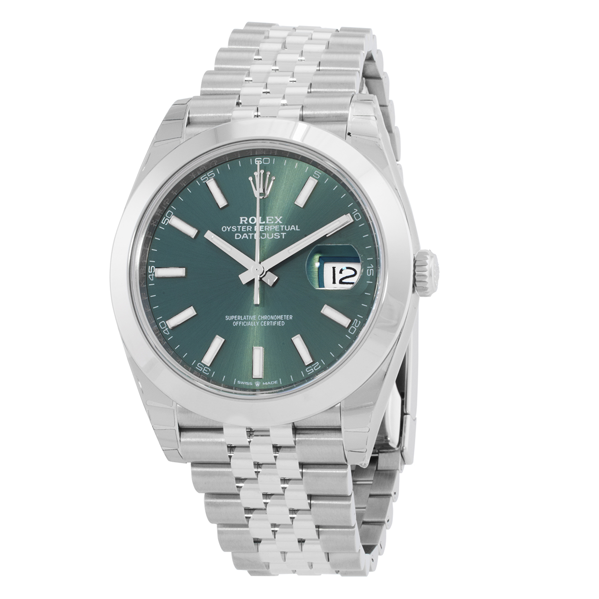 Preowned Rolex Datejust 41 Mint Green Dial Automatic Mens Jubilee Watch M1263000020