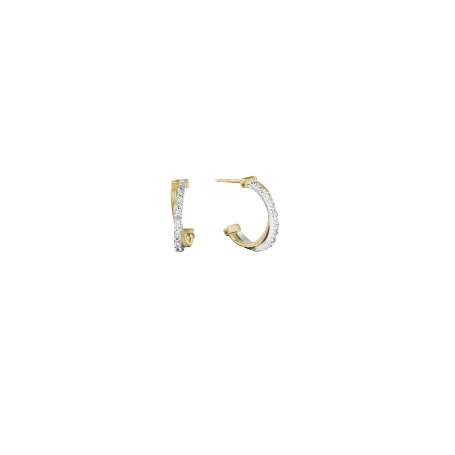 Marco Bicego 18K Masai Collection Yellow Gold & Pave Diamond Crossover Hoop - Og331 B Yw