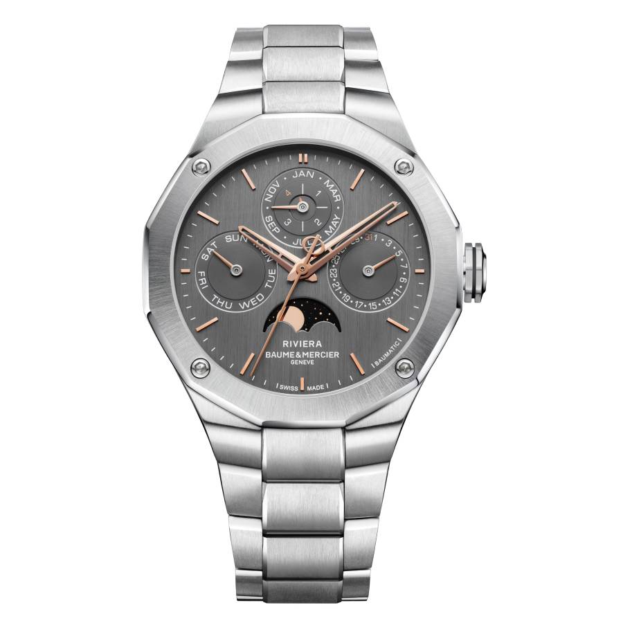 Baume et Mercier Riviera Perpetual Calendar Automatic Grey Dial Mens Watch 10786 15330$