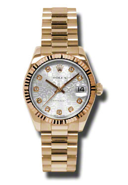 Rolex LadyDatejust 31 Silver Dial 18K Everose Gold President Automatic Ladies Watch 178275SJDP