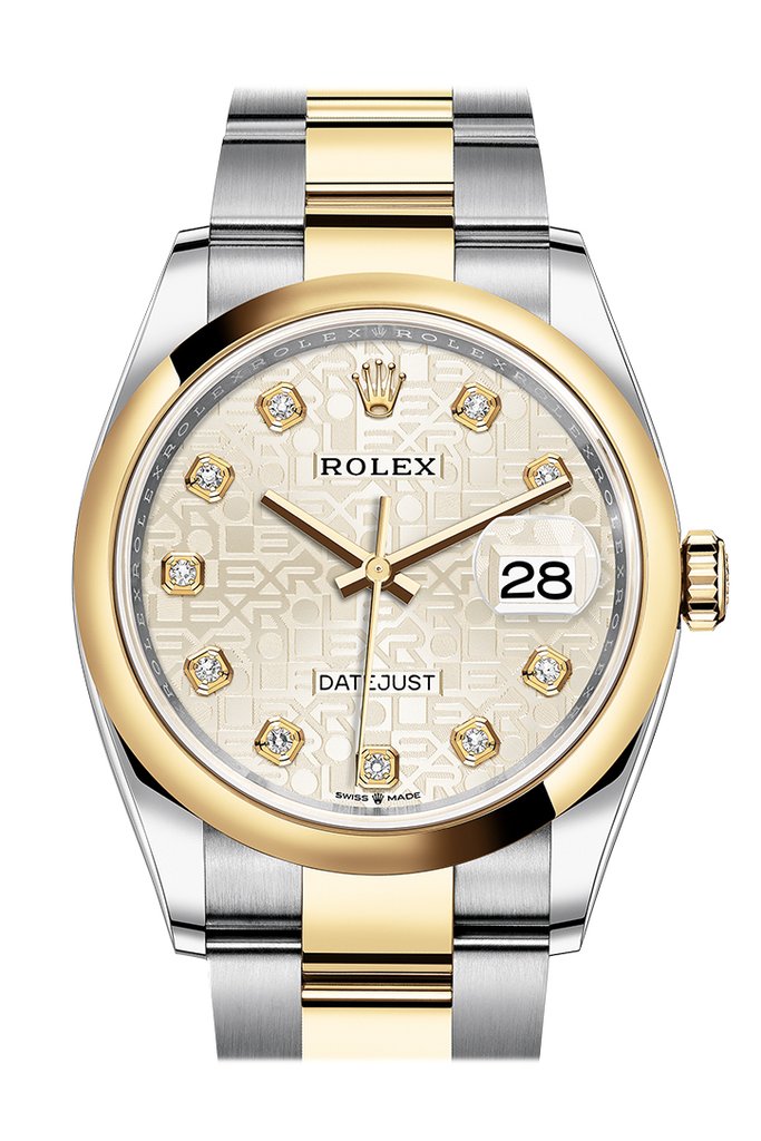 Rolex Datejust 36 Silver Jubilee Dial Automatic Mens Steel and 18k Yellow Gold Oyster Watch 126203SJDJ