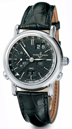 Ulysse Nardin GMT Perpetual Black Dial 18kt White Gold Black Leather Mens Watch 320-22-92 35315$